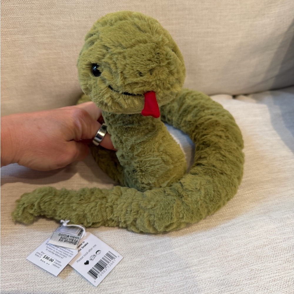 Jellycat Olive Green Stevie Snake Plush- Retired an NWT